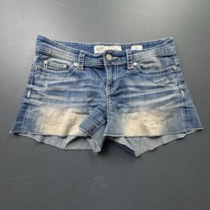 BKE Womens Blue Distressed Jean Shorts